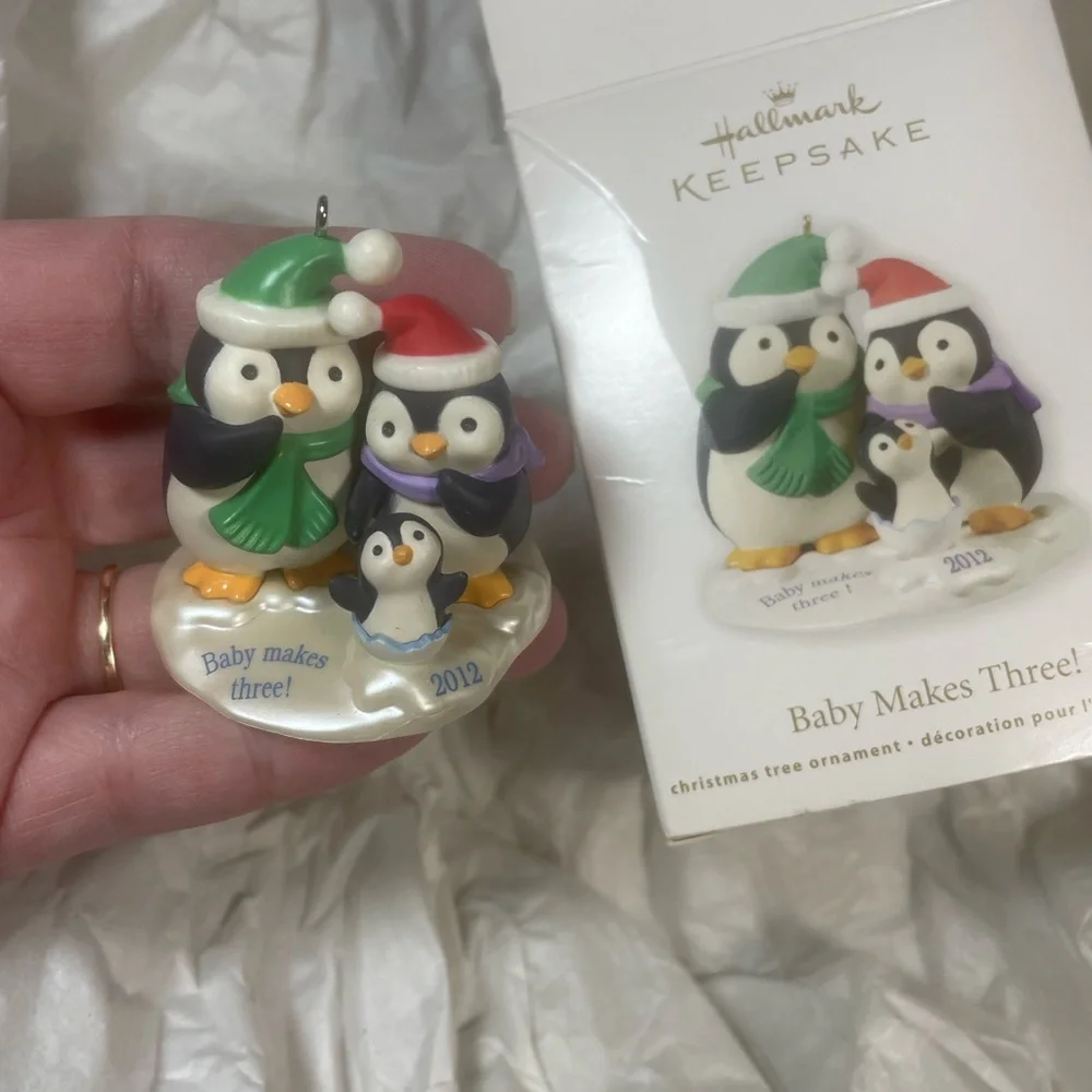 Hallmark Keepsake Baby Makes‎ Three Penguin Ornament in Box, 2012